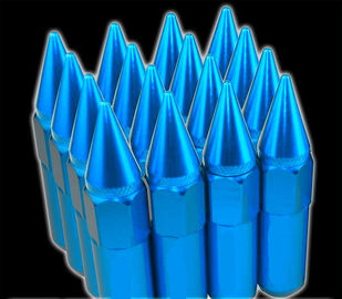 60mm Tuner Yarışı Lug Nuts 14x1.5 Tekerlekler / Kenar, Mavi Uzatılmış Lug Somunları için